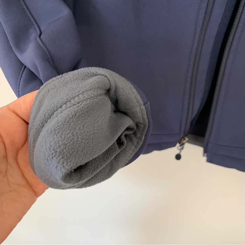 Mens LL Bean Windproof Softshell Fleece Lined Jacket Blue Sz Small Pockets Zip - Picture 7 of 12